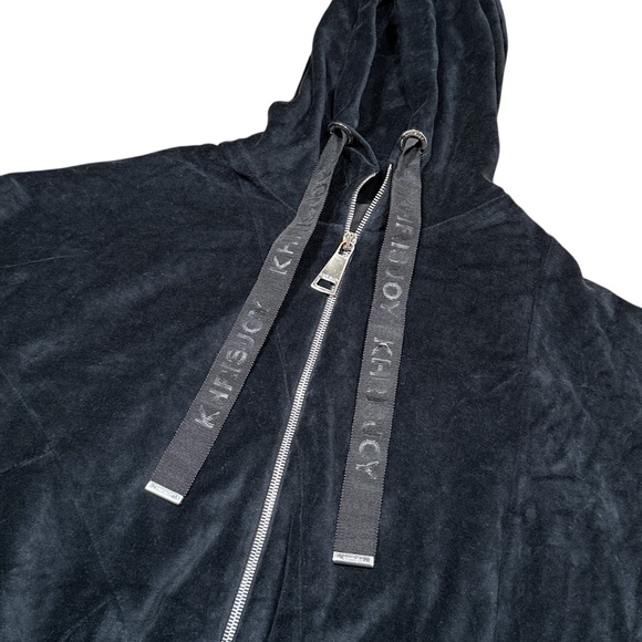 Khrisjoy Black Velour Full Zip Cut & Sew Asymmetric Oversized Hoodie Womens 00 - Picture 4 of 11